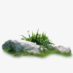 石头绿草地装饰1素材
