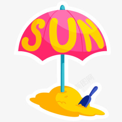海滩太阳伞卡通插画矢量图素材