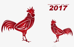 新年2017公鸡卡通手绘素材