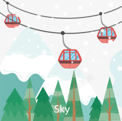 雪山缆车雪山上经过的缆车矢量图高清图片