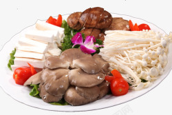 鲜香菇豆腐汤菌类拼盘高清图片