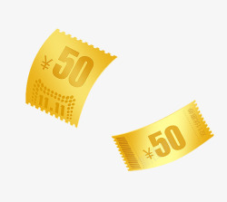 50优惠漂浮金色优惠券高清图片