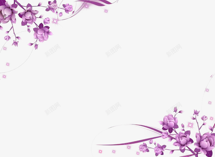 紫色花朵抽象装饰风格背景png免抠素材_88icon https://88icon.com 优雅 对角花 紫色 纹理 背景 花纹 花边 装饰风 边框