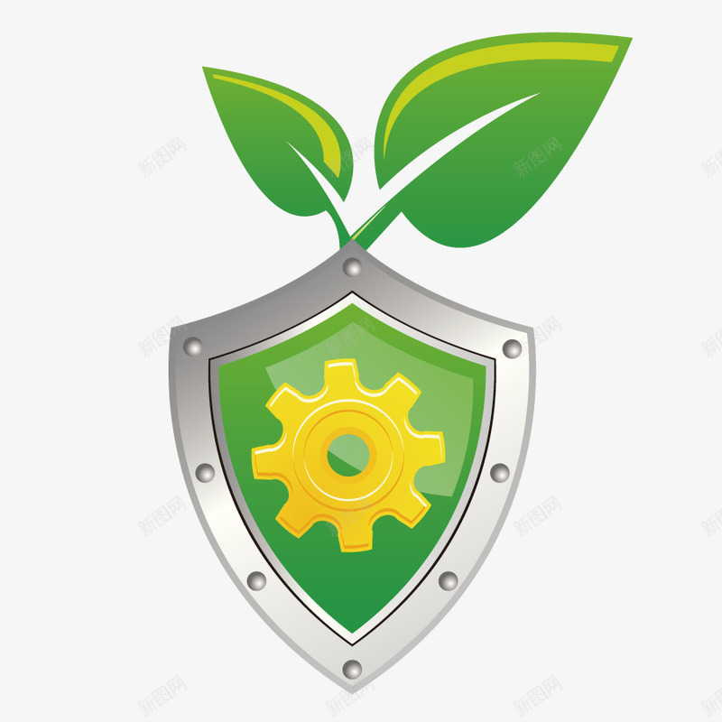 植物保护盾牌png免抠素材_88icon https://88icon.com 工具 形状 武器 绿色 齿轮