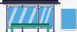 蓝色玻璃公交车站矢量图素材