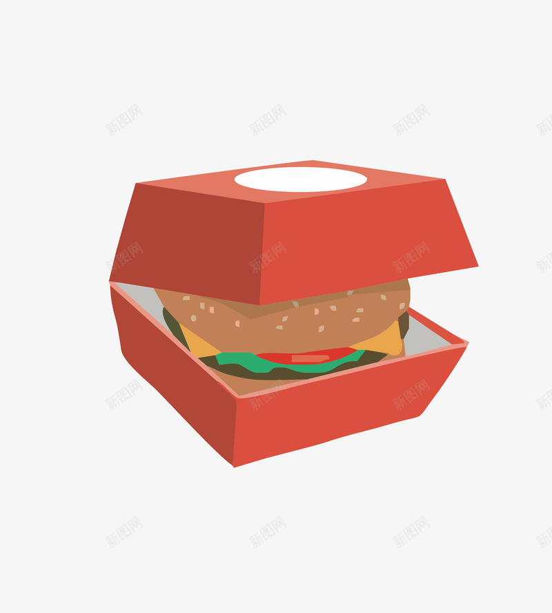 盒子中的汉堡png免抠素材_88icon https://88icon.com 汉堡 盒子 矢量装饰 红色 装饰