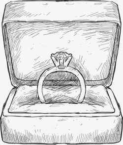 结婚素描手绘戒指盒子矢量图高清图片