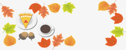 彩色枫叶素材枫叶装饰秋日下午茶高清图片