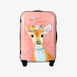 卡通可爱小鹿粉色行李箱素材