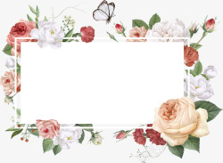 唯美边框素材水彩手绘花朵叶子蝴蝶边框高清图片