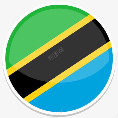 tanzania坦桑尼亚平圆世界国旗图标集图标