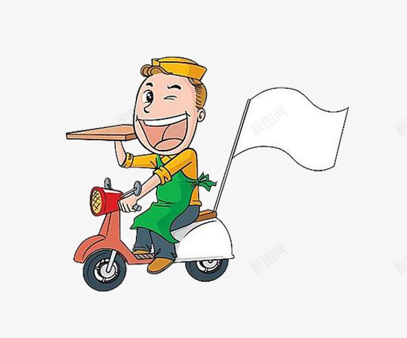 外卖小哥png免抠素材_88icon https://88icon.com 外卖 摩托车 旗子 白色