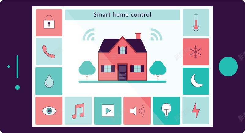 手机界面智能家居矢量图ai免抠素材_88icon https://88icon.com 手机 手机界面 手机端 智慧家居 智能家居 矢量png 矢量图