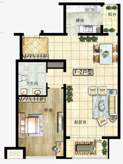 室内ps高档手绘户型图家装平面图高清图片