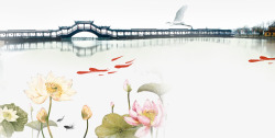 古典栈桥图片中国风意境山水背景高清图片