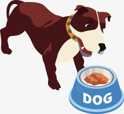 一个狗狗正在吃食物矢量图素材