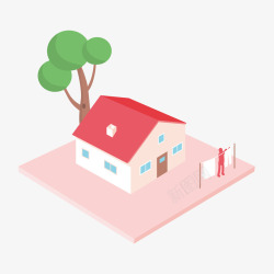 25D粉色的房子矢量图素材