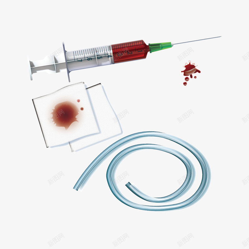医疗医药用品矢量图ai免抠素材_88icon https://88icon.com 抽血 松紧带 血 针管 矢量图