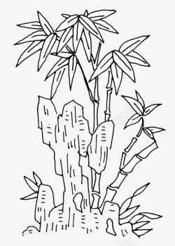 端午节效果元素水墨翠竹简笔素材