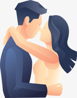 恋人婚礼卡通接吻水彩情侣高清图片