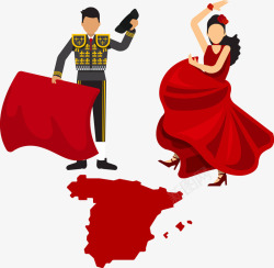 西班牙歌舞斗牛士卡通素材
