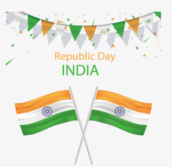 印度共和国交叉印度国旗海报矢量图高清图片