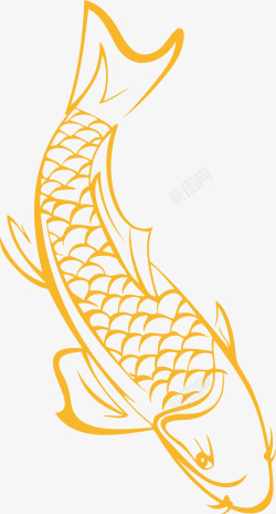 立体折纸动物手绘金色卡通鲤鱼图高清图片