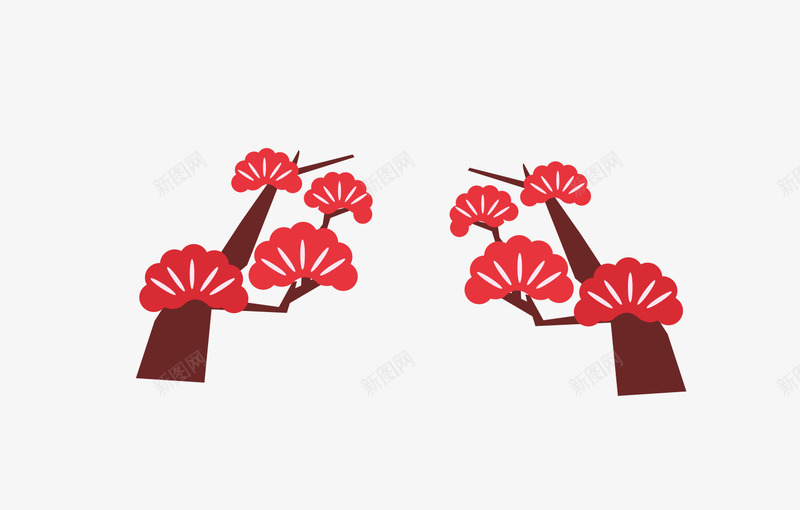 红花树新年好png免抠素材_88icon https://88icon.com 年货节 新年元素 红花树 设计装饰