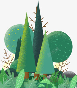 树木插画设计手绘风景插画高清图片