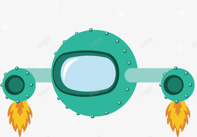 绿色卡通火箭矢量图ai免抠素材_88icon https://88icon.com 绿色卡通飞船 矢量图