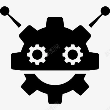 科技感机器齿轮robocog标志的机器人齿轮头的形状图标图标