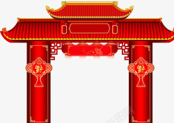 春节柱子新年门楼高清图片