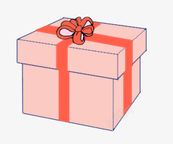 手绘粉色礼物盒素材