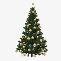一棵金色装饰的圣诞树素材