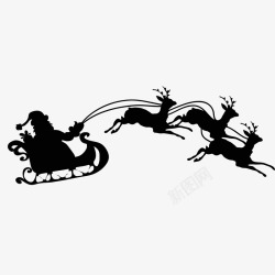 圣诞老人骑驯鹿圣诞节跳跃的驯鹿拉车图标高清图片