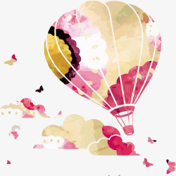 粉色绚丽梦幻热气球矢量图素材