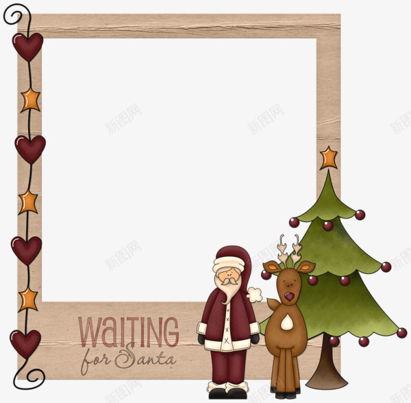 咖啡色圣诞装饰框png免抠素材_88icon https://88icon.com 圣诞老人 圣诞装饰元素 相框 花边 边框