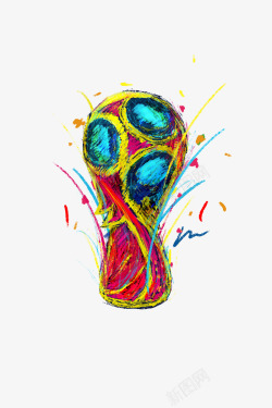 手绘世界杯足球奖杯素材