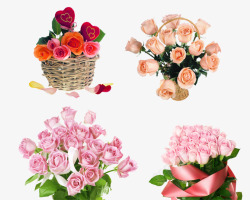 五彩花束粉色玫瑰花束高清图片