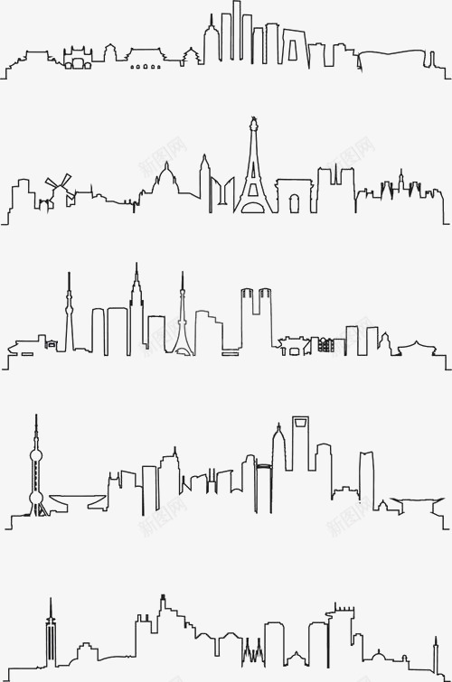 城市png免抠素材_88icon https://88icon.com 上海 巴黎 手绘城市 曼谷 简约城市 线条城市