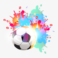 手绘创意足球和喷溅颜料素材