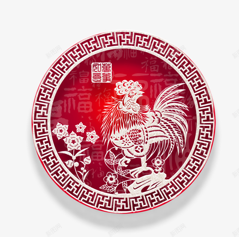 红色花纹边框png免抠素材_88icon https://88icon.com 标签 海报 红色花纹边框 鸡 鸡年