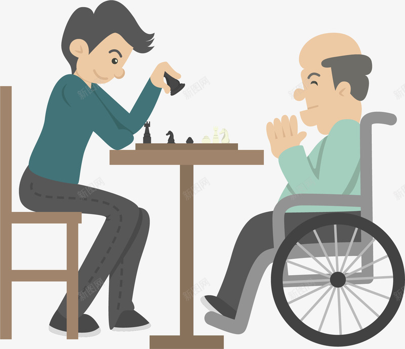 卡通下象棋人物插画png免抠素材_88icon https://88icon.com 下象棋 公益 医疗 康复 恢复健康 插图 插画 早日康复 治疗 爱心 老人 轮椅