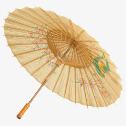 雨中米白色油纸伞高清图片