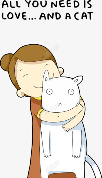 你需要的是爱和一只猫png免抠素材_88icon https://88icon.com 动画 卡通 小女孩 手绘 插图 插画 爱 猫 英文字体