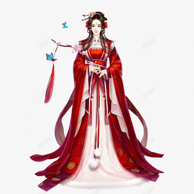 中国风手绘拿花的美女png免抠素材_88icon https://88icon.com 中国风 古典 古色古香 古风 手绘 拿花的美女 插画 红妆