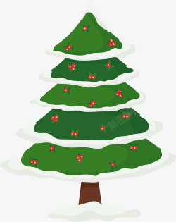 圣诞节落雪的松树矢量图素材