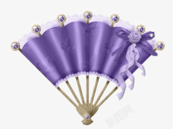 紫色卡通贵妇扇子素材