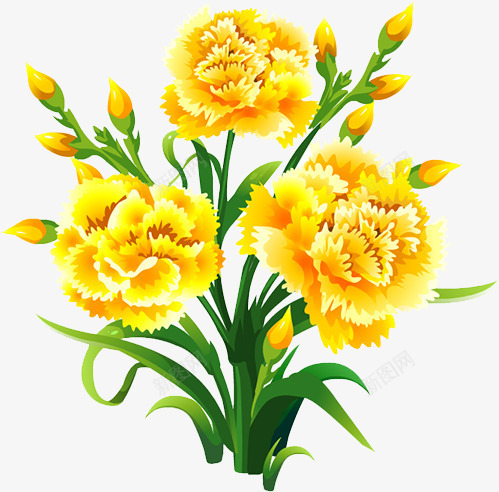 菊花png免抠素材_88icon https://88icon.com 绿叶 菊花 菊花图案 风景 黄色