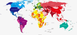 彩色世界地图英文素材